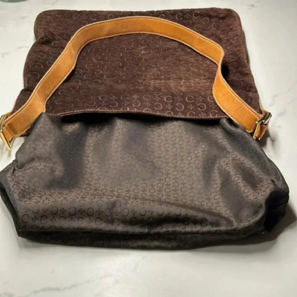 CELINE Macadam Brown Suede Leather Shoulder Bag EUC - Picture 14 of 16